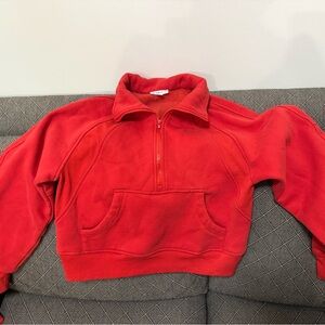 Red Half-Zip Pullover Sweatshirt